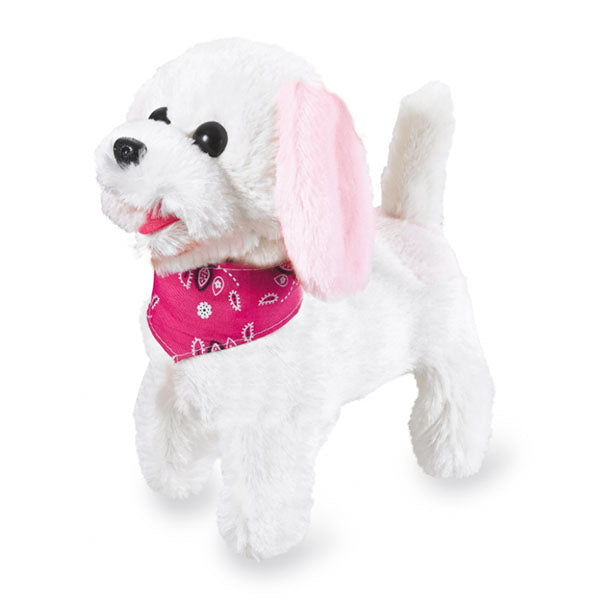 CANE PELUCHE BIANCO ROSA RADIOCOMANDATO TRIXI RC OSSO RADIO SUONI KIDS