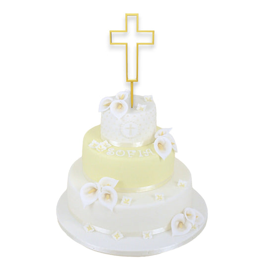 CAKE TOP TOPPER TORTA CROCE SACRAMENTI BATTESIMO CONFESSIONE COMUNIONE CRESIMA SACERDOZIO