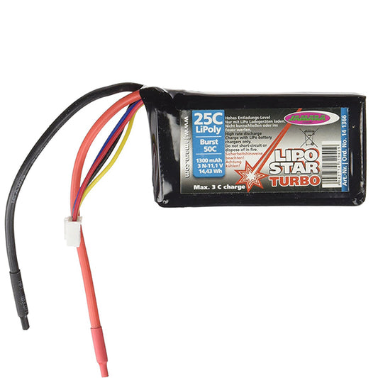 BATTERIA LIPOSTAR TURBO 25C LIPOLY 3 CELLE 11,1V 1300 Mah MODELLISMO RC ELICOTTERI DRONI