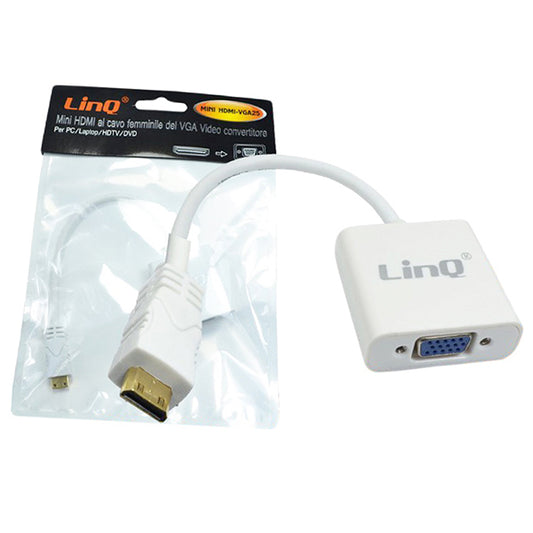 ADATTATORE CAVO CONVERTITORE DA VGA A HDMI LINQ HDMI-VGA25