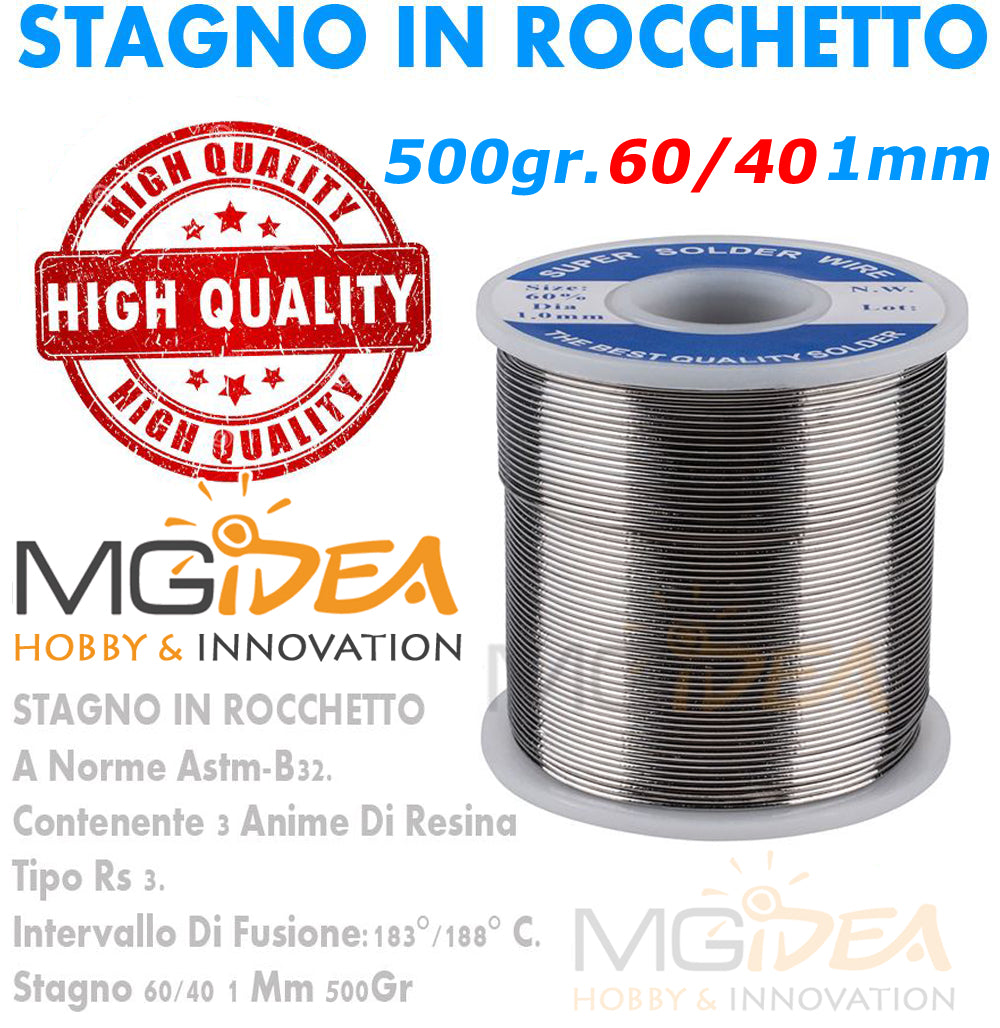 BOBINA STAGNO IN ROCCHETTO 60/40 500GR 1MM SALDATURA LABORATORIO HIGH QUALITY