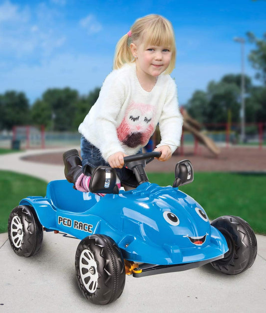 AUTO PEDALI CORSA CLACSON SPECCHIETTI MACCHINA BAMBINI BLU PED RACE JAMARA